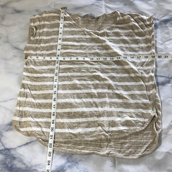 Athleta Tan & White Striped Linen Blouse - Picture 4 of 5